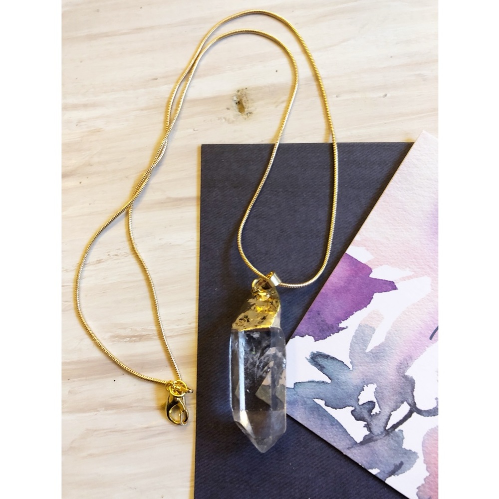 Clear Quartz/Crystal Pendant Boho Necklace